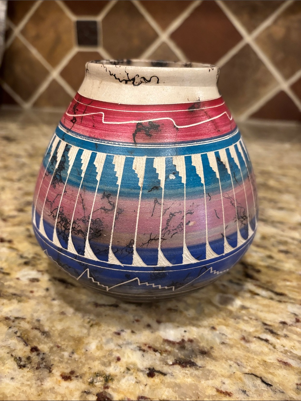 Hand painted horsehair pottery